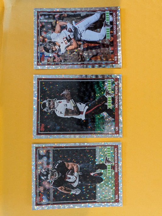 2026 Topps Football Atlanta Falcons 1991 Topps Mega Box Crackle Foil Insert Pack - 3 Cards