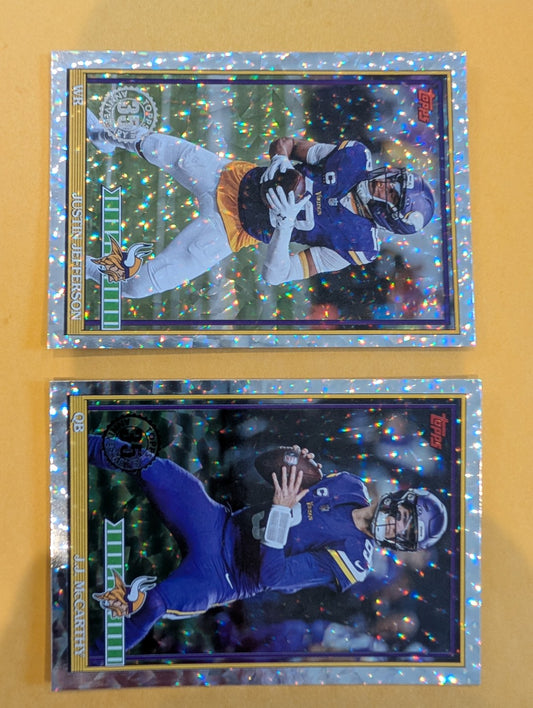 2026 Topps Football Minnesota Vikings 1991 Topps Mega Box Crackle Foil Insert Pack - 2 Cards