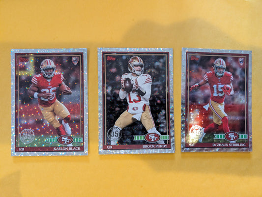 2026 Topps Football San Francisco 49ers 1991 Topps Mega Box Crackle Foil Insert Pack - 3 Cards