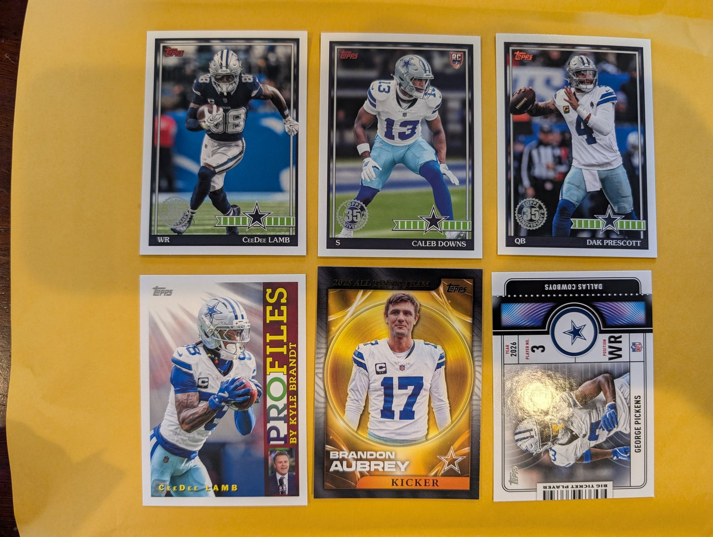 2026 Topps Football Dallas Cowboys Insert Team Pack - 6 Cards