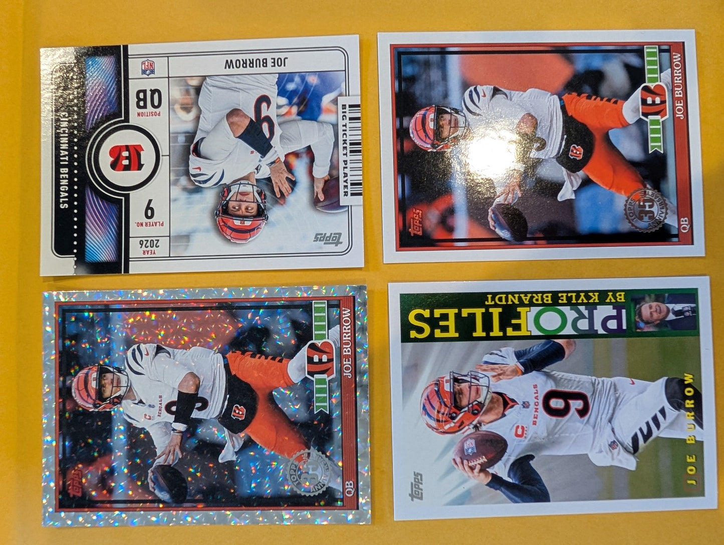 2026 Topps Football Joe Burrow Cincinnati Bengals Insert Player Pack - 4 Cards