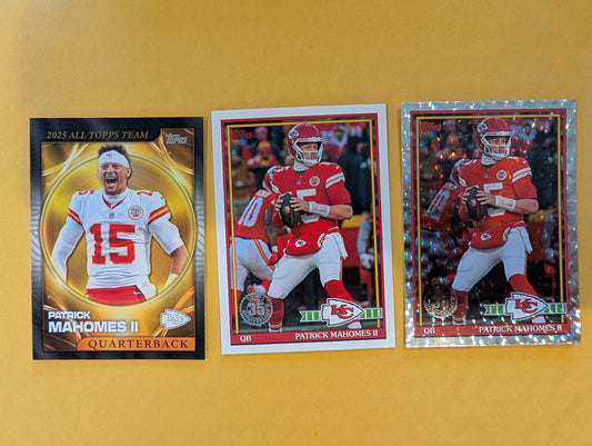 2026 Topps Football Patrick Mahomes Kansas City Chiefs Insert Player Pack - 3 Cards