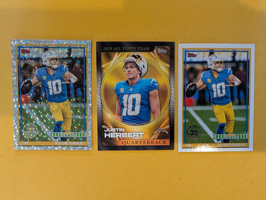2026 Topps Football Justin Herbert Los Angeles Chargers Insert Player Pack - 3 Cards