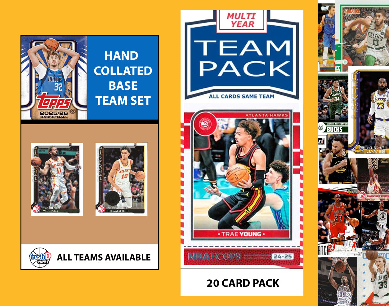 2025-26 Topps NBA Team Set + Multiyear Pack Atlanta Hawks 2025 2026 2024 Trae Young