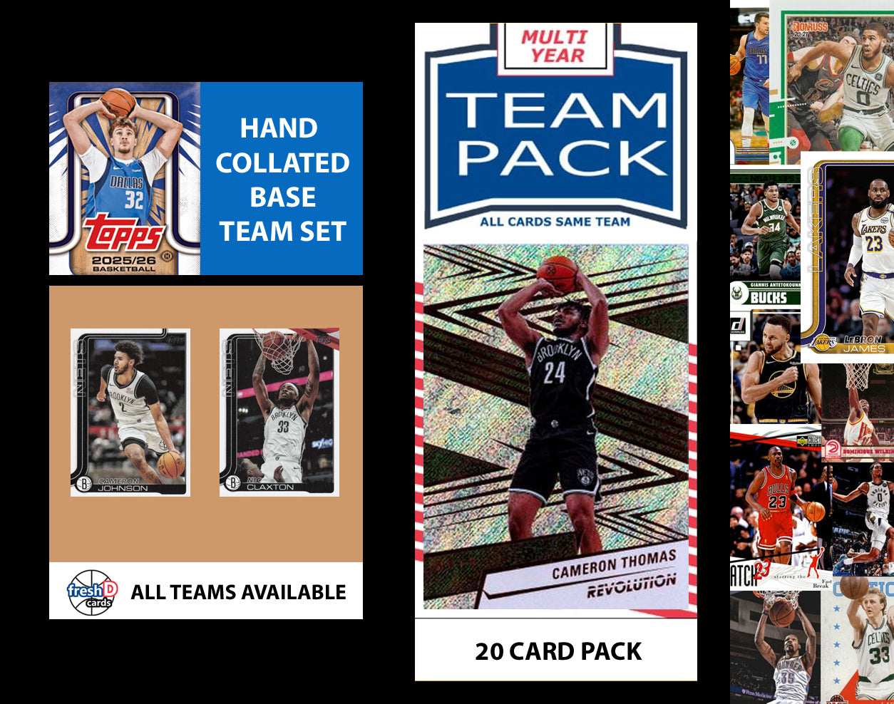 2025-26 Topps NBA Team Set + Multiyear Pack Brooklyn Nets 2025 2026 2024