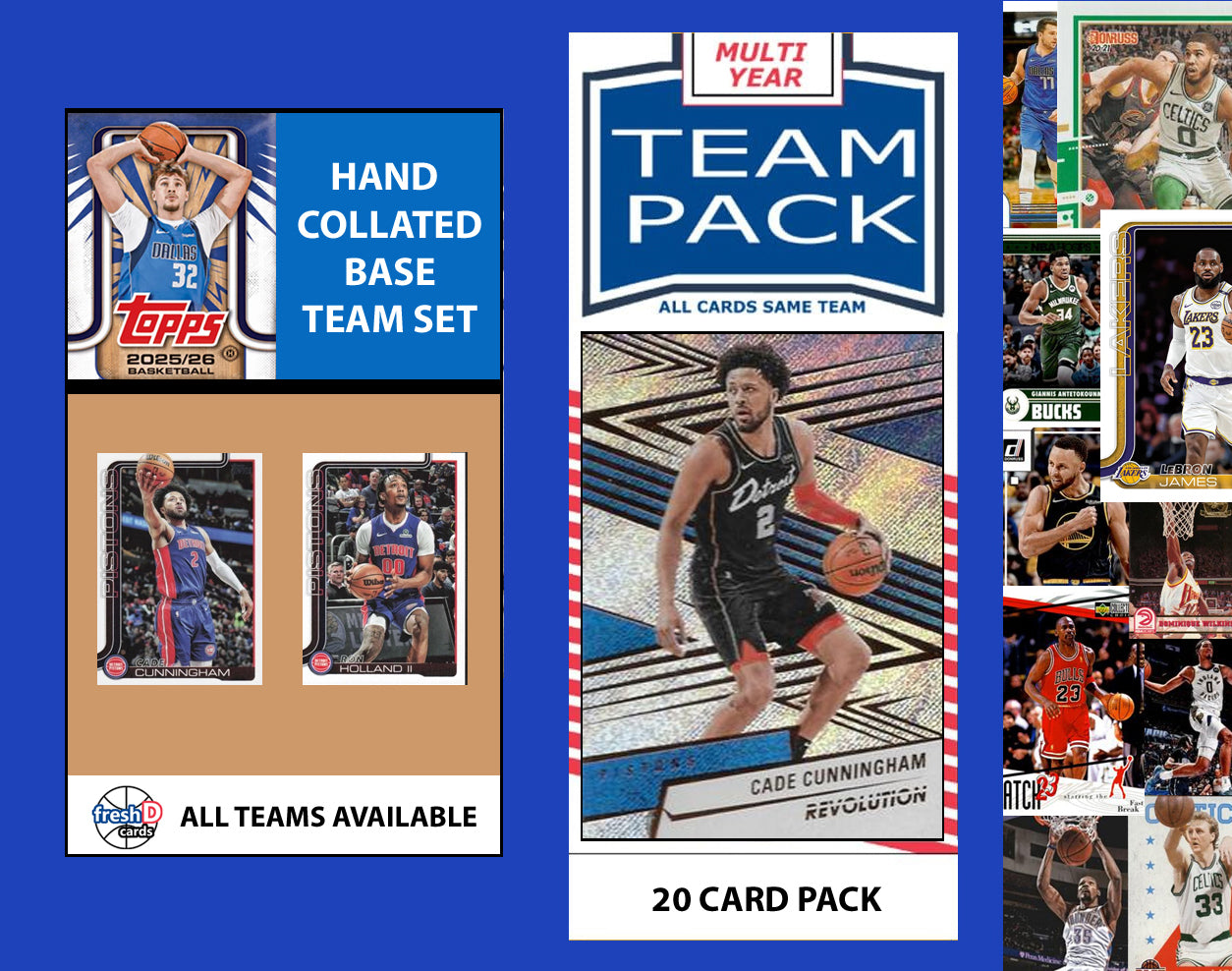 2025-26 Topps NBA Team Set + Multiyear Pack Detroit Pistons 2025 2024 Cade Cunningham