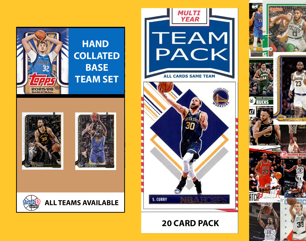 2025-26 Topps NBA Team Set + Multiyear Pack Golden State Warriors 2025 2024 Curry