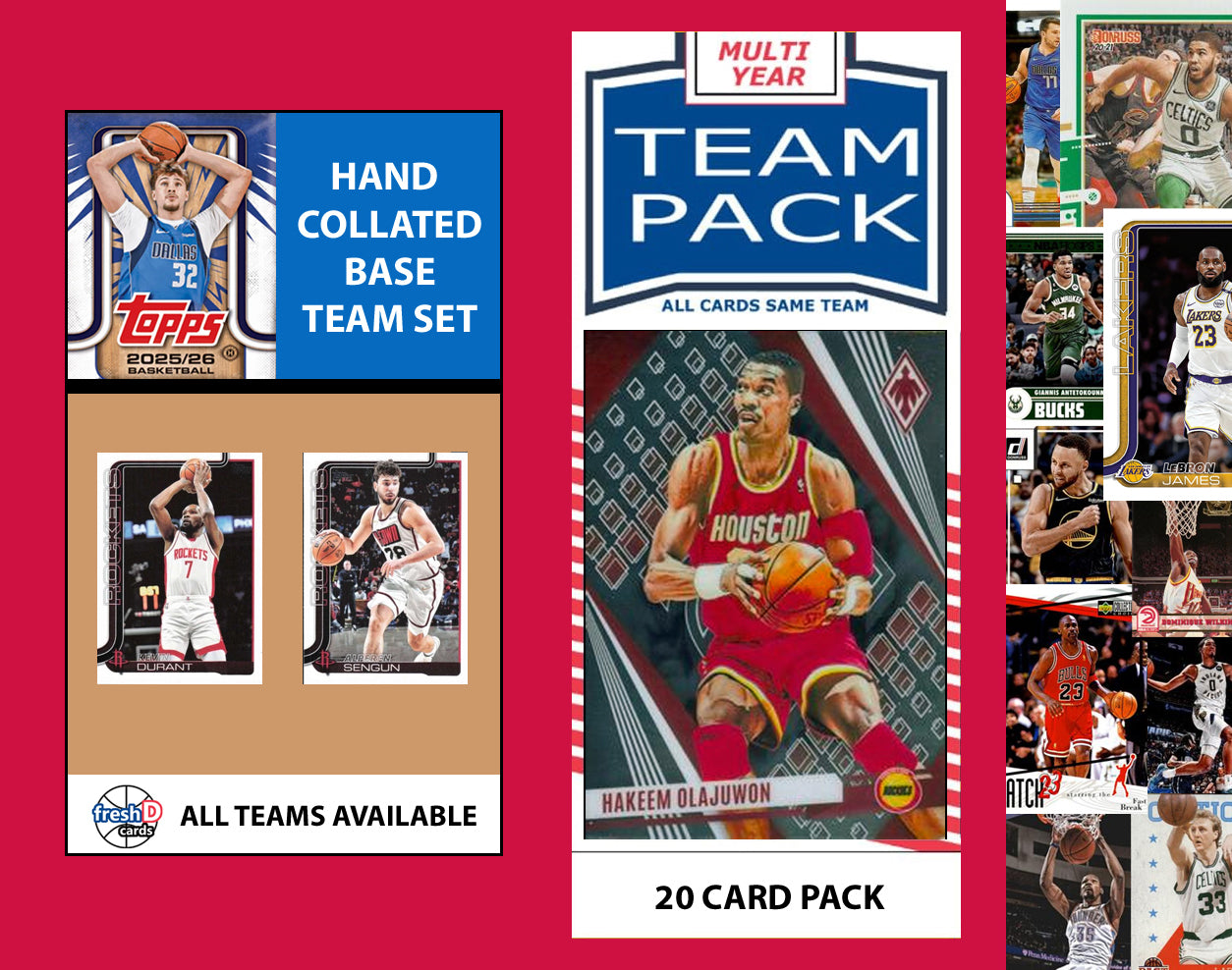 2025-26 Topps NBA Team Set + Multiyear Pack Houston Rockets 2025 2024 Kevin Durant