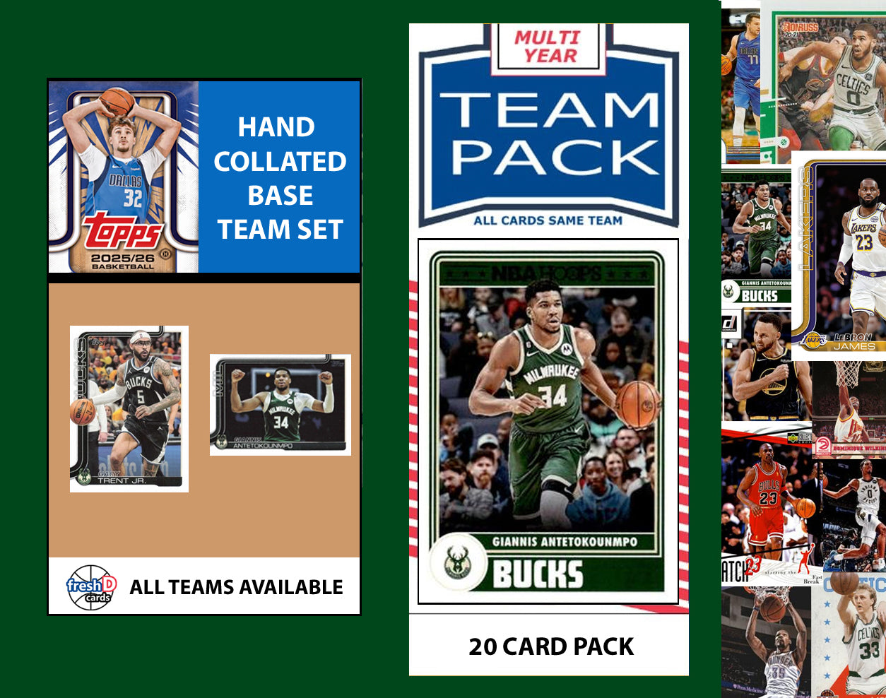 2025-26 Topps NBA Team Set + Multiyear Pack Milwaukee Bucks 2025 2024 Giannis