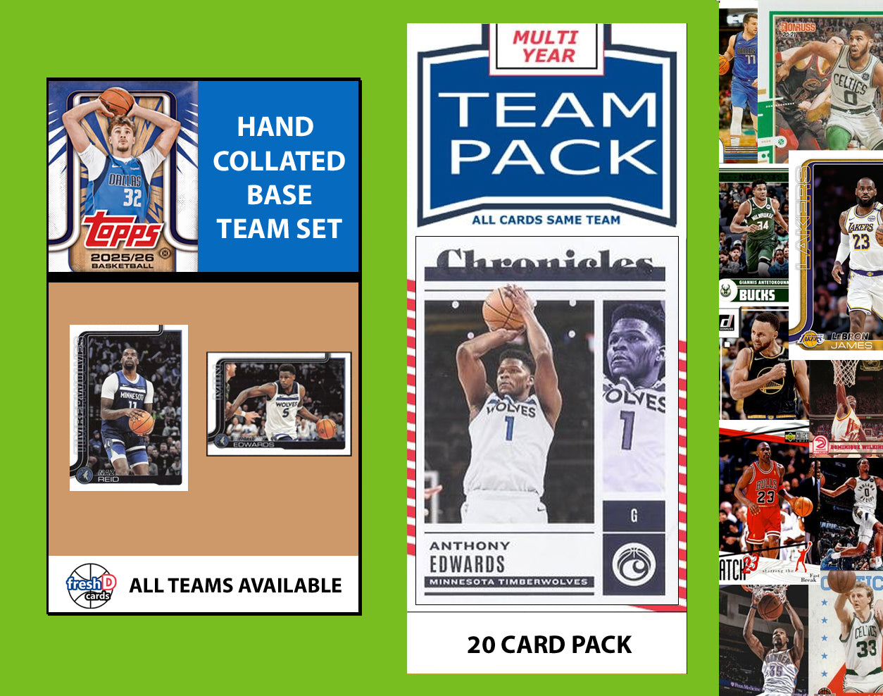 2025-26 Topps NBA Team Set + Multiyear Pack Minnesota Timberwolves 2025 2024 Edwards