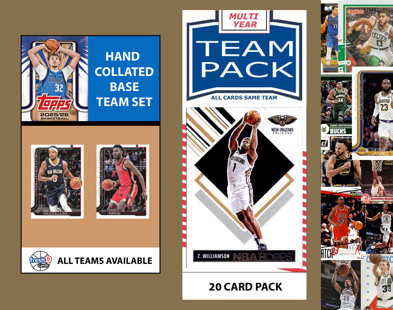 2025-26 Topps NBA Team Set + Multiyear Pack New Orleans Pelicans 2025 2024 Zion