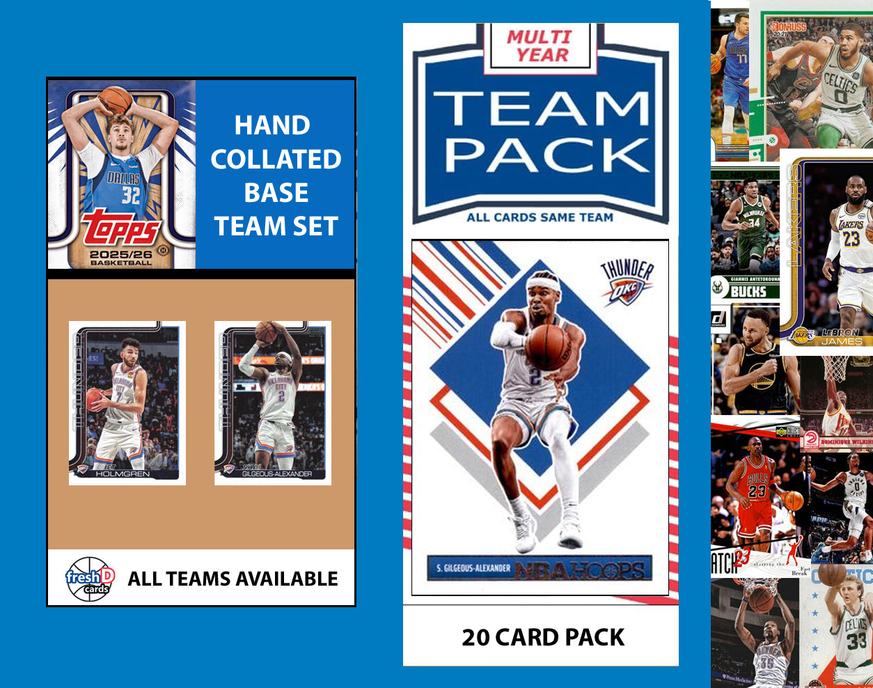 2025-26 Topps NBA Team Set + Multiyear Pack OKC Thunder 2025 2024 SGA Shai Gilgeous-Alexander