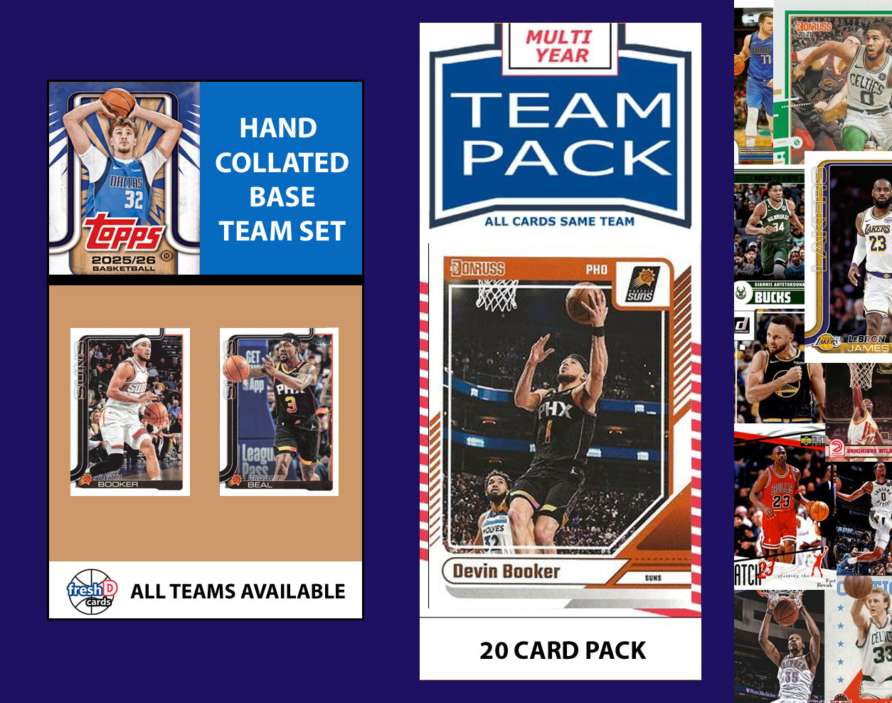 2025-26 Topps NBA Team Set + Multiyear Pack Phoenix Suns 2025 2024 Devin Booker