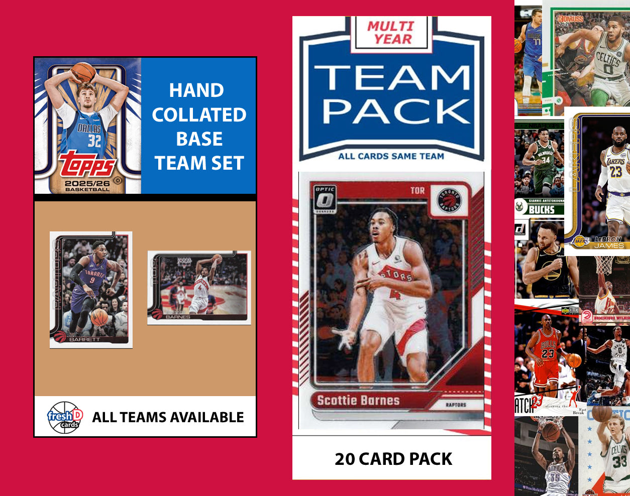 2025-26 Topps NBA Team Set + Multiyear Pack Toronto Raptors 2025 2024 Barnes