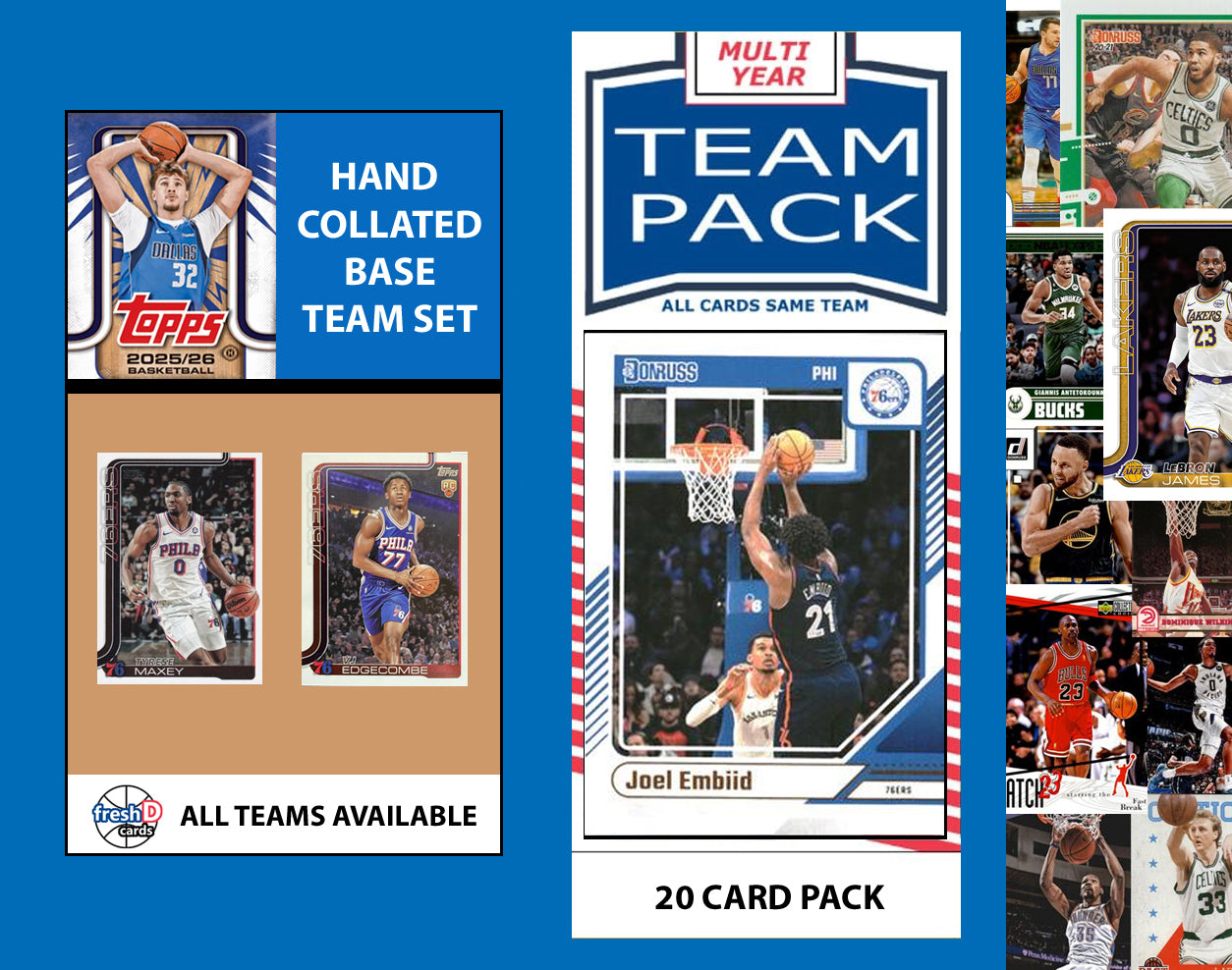2025-26 Topps NBA Team Set + Multiyear Pack Philadelphia 76ers 2025 2024 Edgecombe RC