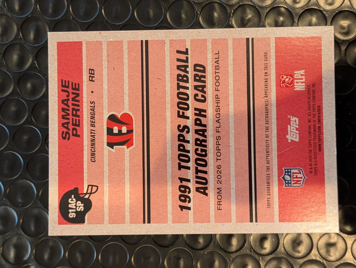 2026 Topps Football Samaje Perine Bengals 1991 Topps Auto #91AC-SP