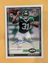 2026 Topps Football David Bailey New York Jets 1991 Autograph RC #91FRA-DBA