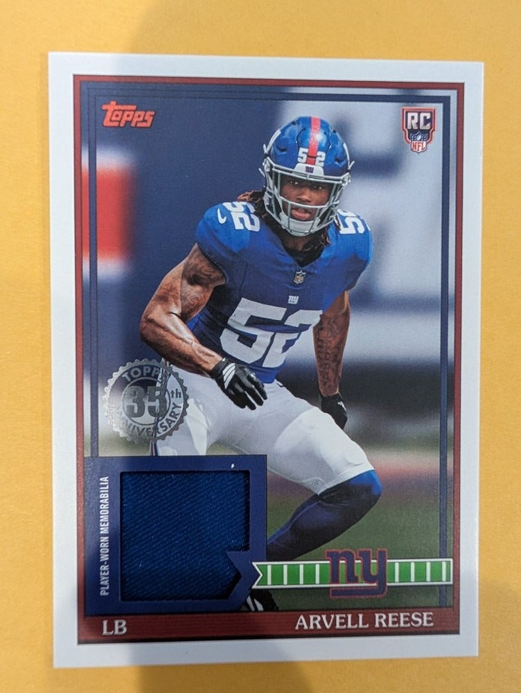 2026 Topps Football Arvell Reese New York Giants 1991 Rookie Relic RC #91RR-ARE