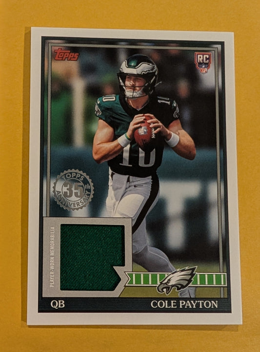2026 Topps Football Cole Payton Eagles 1991 Rookie Relic RC #91RR-CP