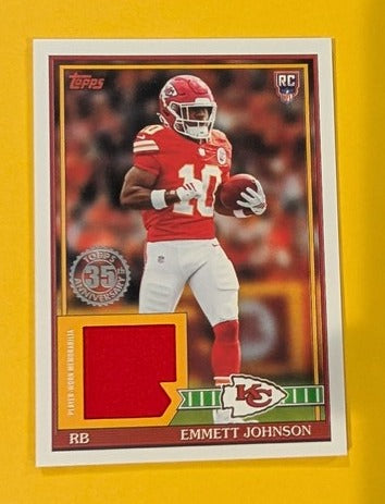2026 Topps Football Emmett Johnson Chiefs 1991 Rookie Relic RC #91RR-EJ