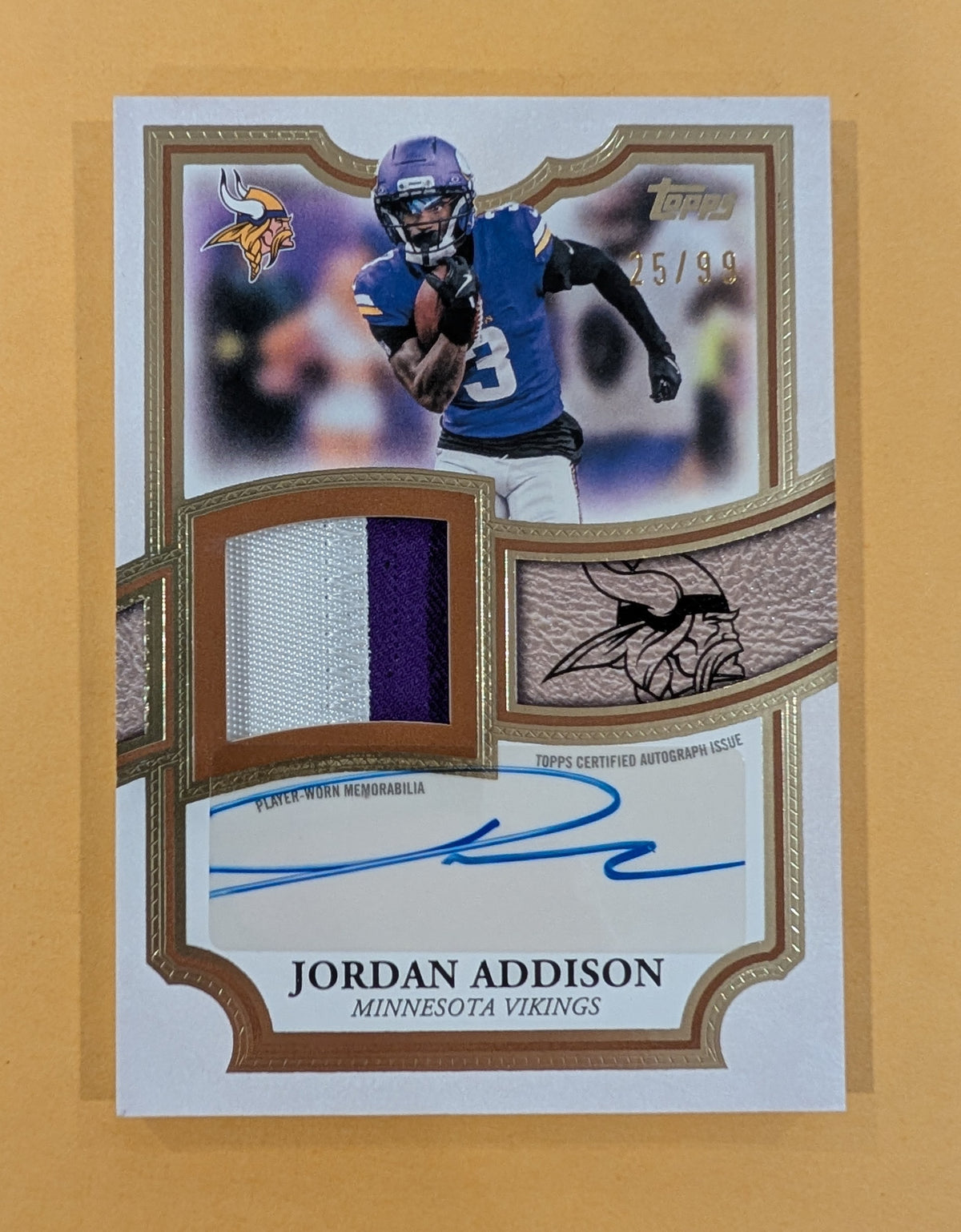 2026 Topps Football Jordan Addison Vikings Autograph Patch SP /99 #APC-JAD