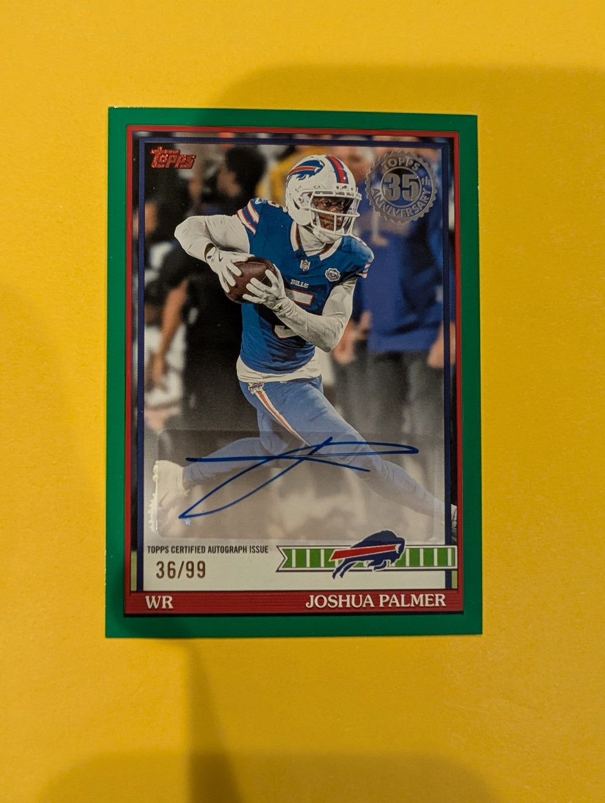 2026 Topps Football Joshua Palmer Autograph #91AC-JPA Green /99 - front