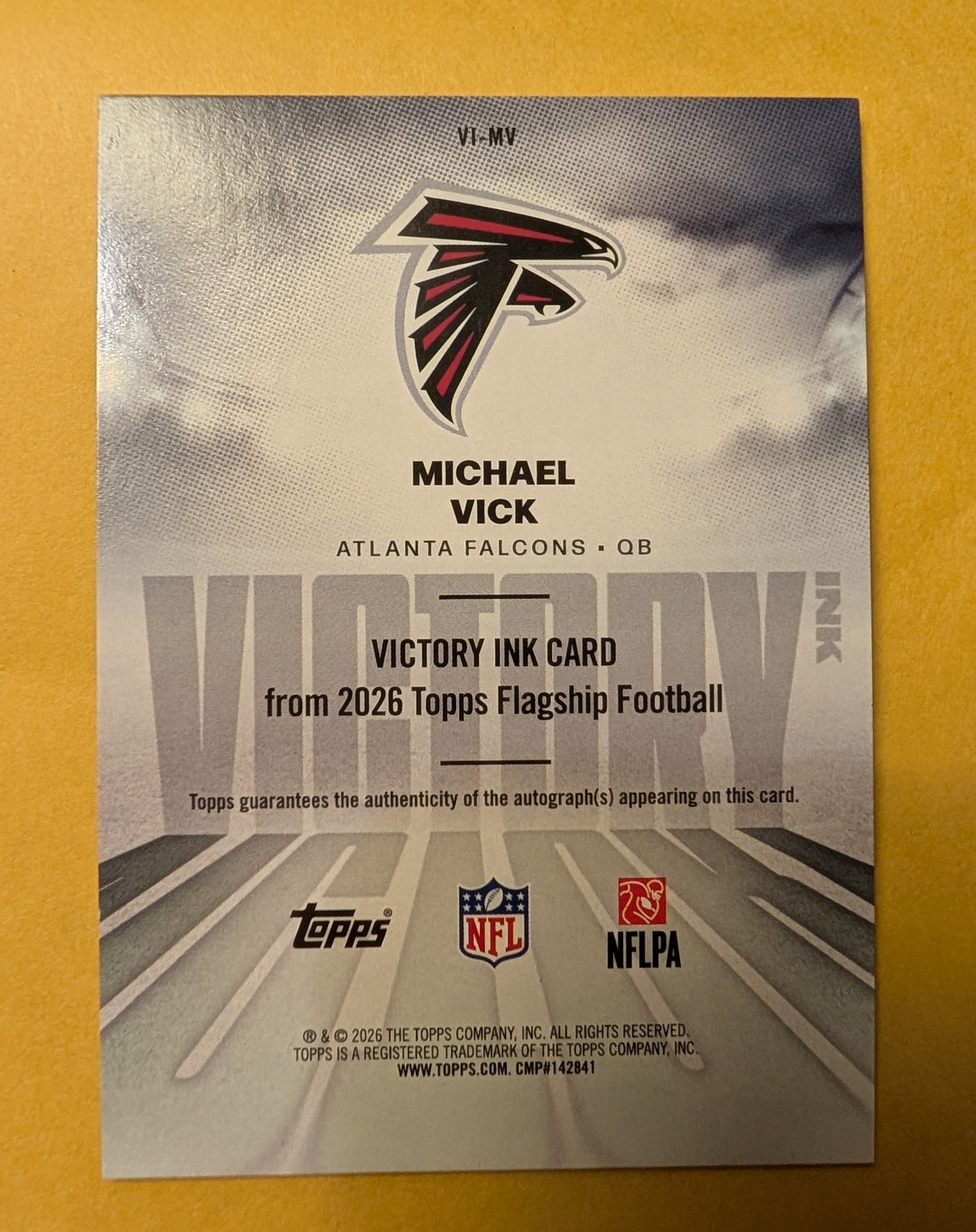 2026 Topps Football Michael Vick Falcons Victory Ink Auto Black SSP /10 #VI-MV