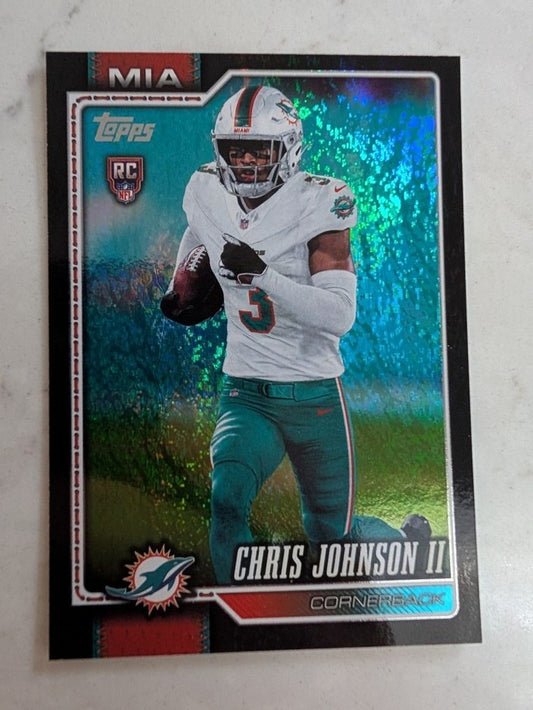 2026 Topps Football Chris Johnson II Dolphins Black Sparkle Foil SSP /10 RC #356