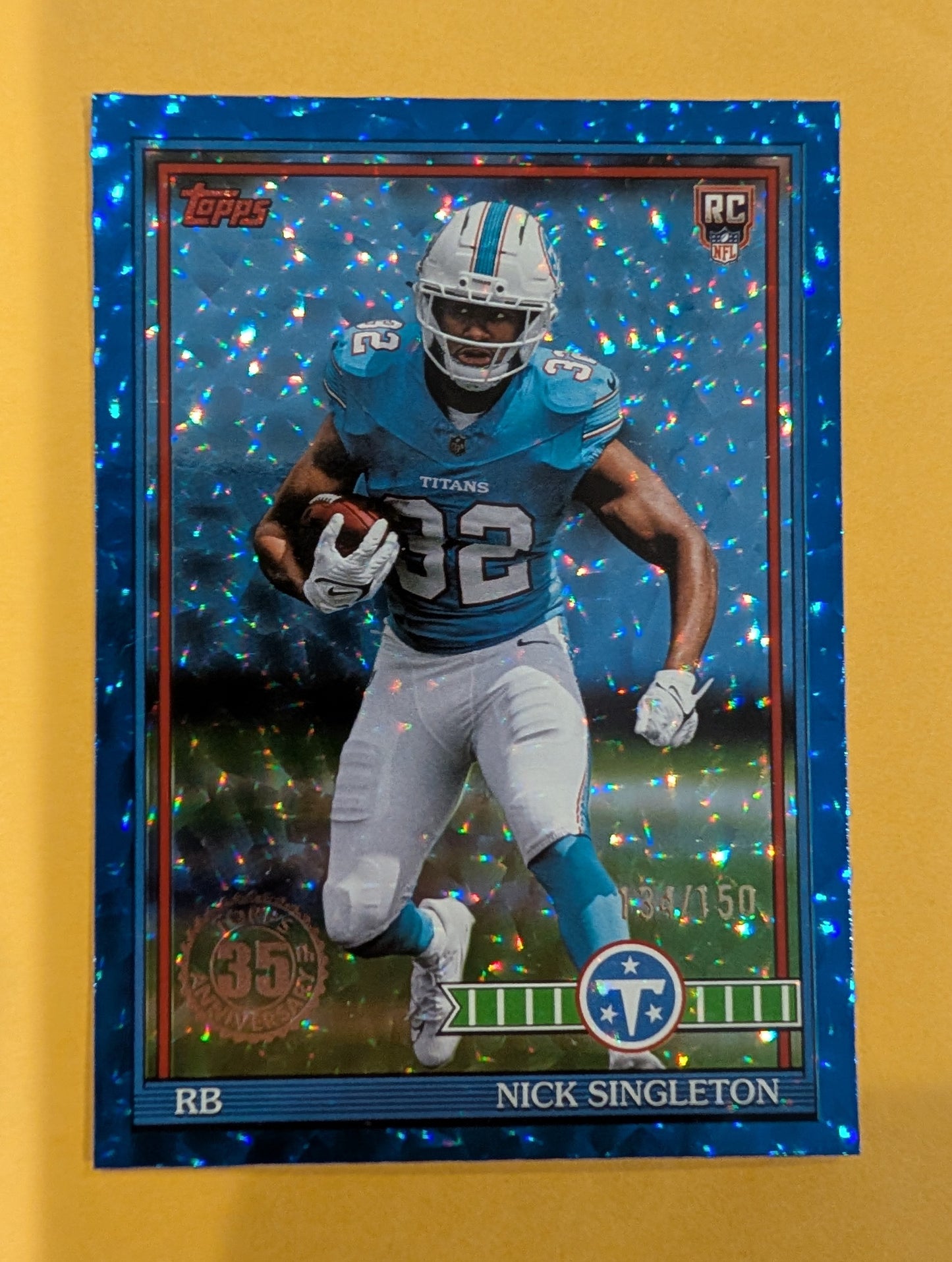 2026 Topps Football Nick Singleton Titans 1991 Blue Crackle SP /150 RC #91TR-14