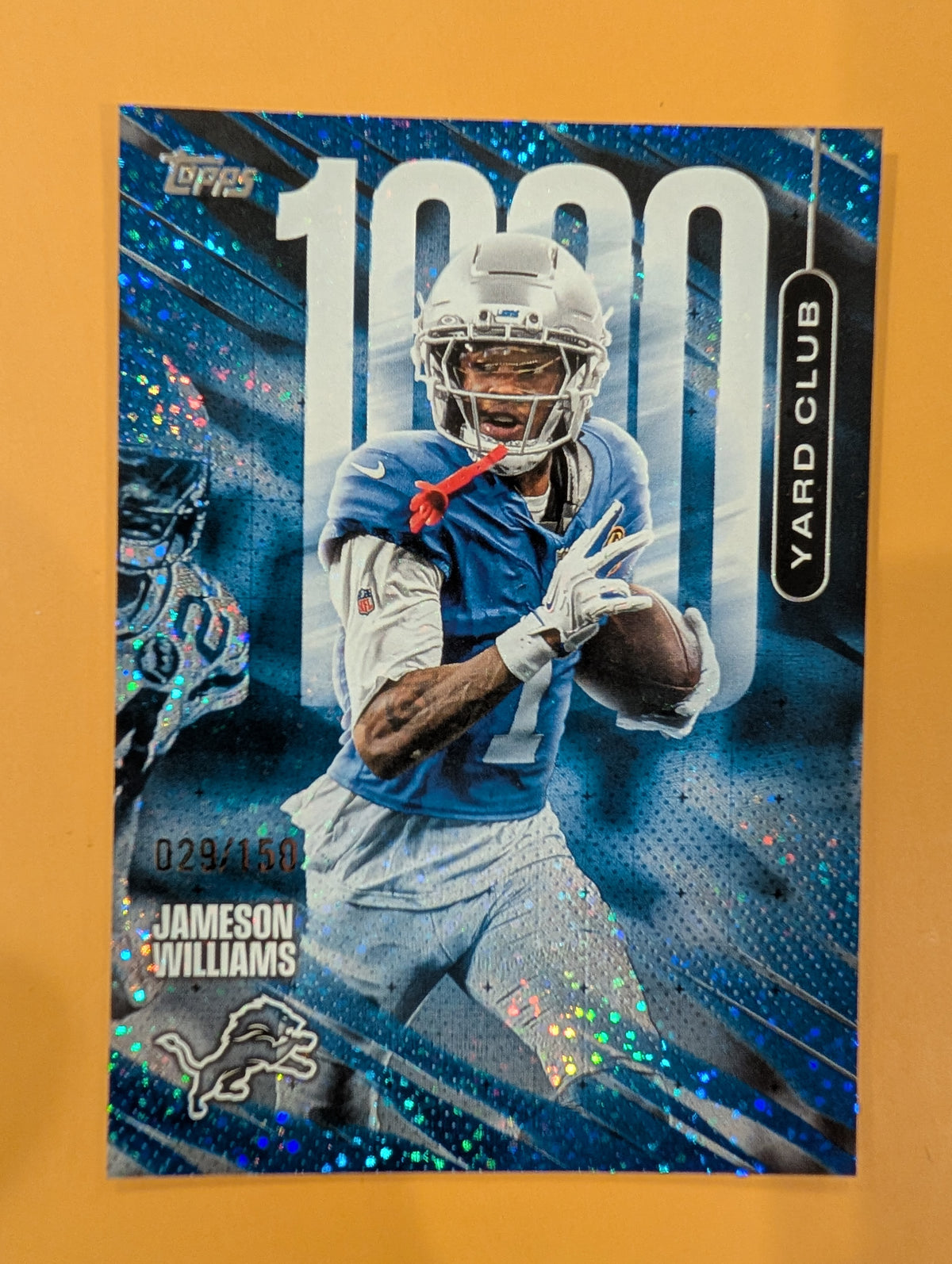 2026 Topps Football Jameson Williams Lions 1000 Yard Club Blue Case Hit /150