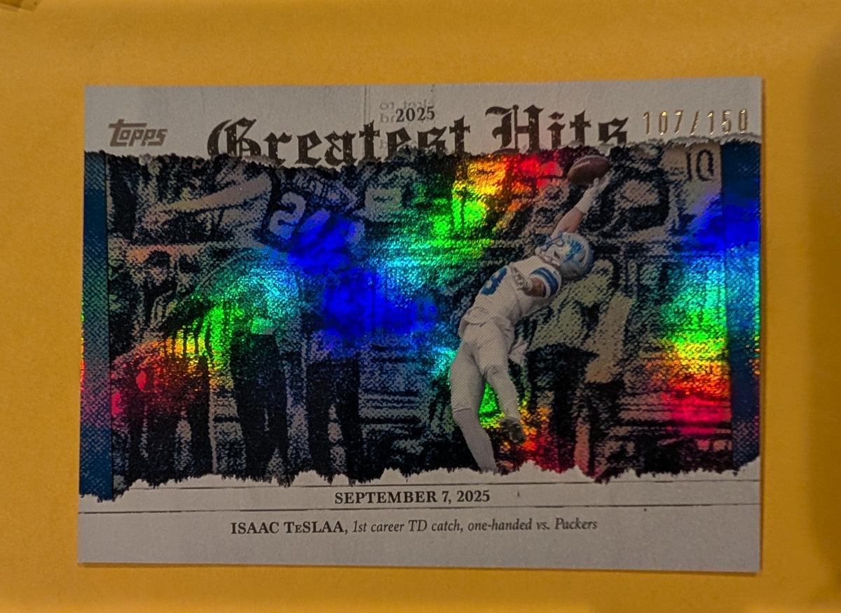 2026 Topps Football Isaac TeSlaa Lions Greatest Hits Blue SP /150 #25GH-IT