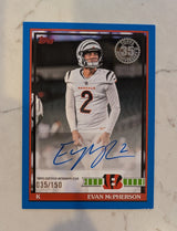 2026 Topps Football Evan McPherson Bengals 1991 Auto Blue SP /150 #91AC-EM