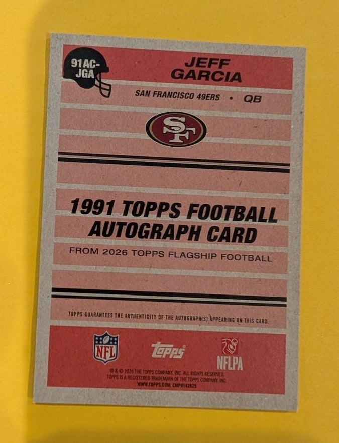 2026 Topps Football Jeff Garcia 49ers 1991 Autograph SP Blue /150 #91AC-JGA
