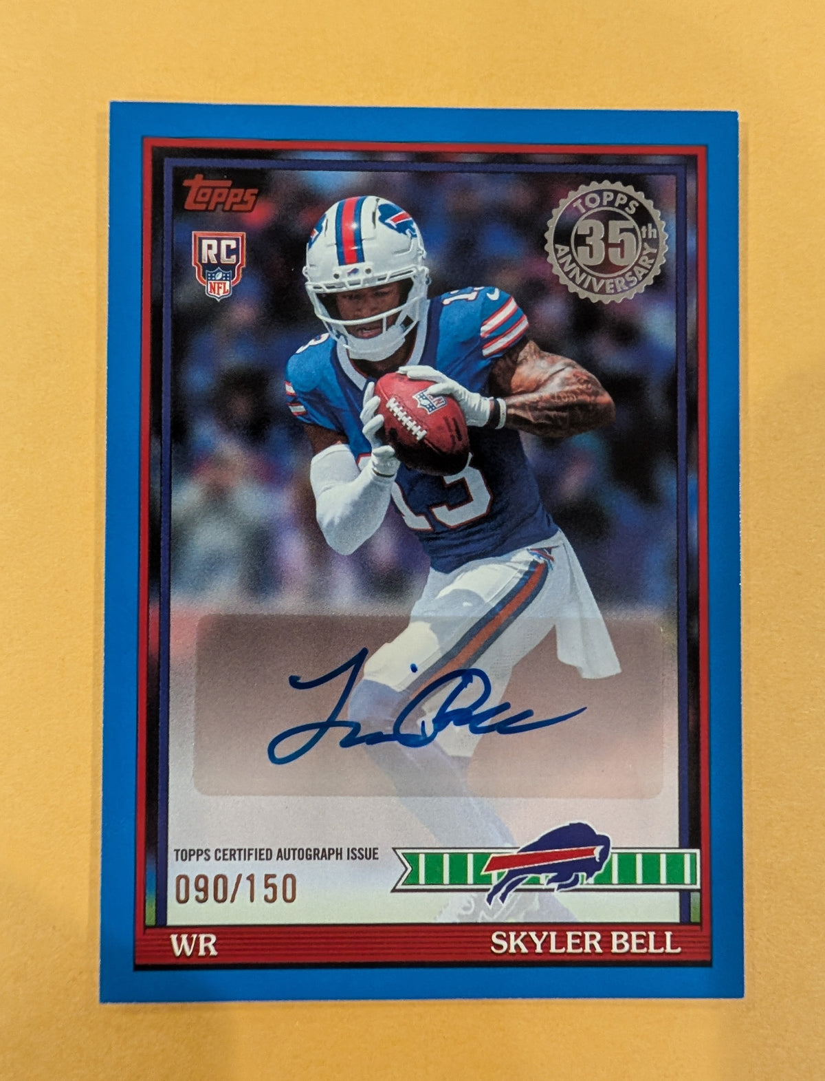 2026 Topps Football Skyler Bell Bills 1991 Rookie Auto Blue SP /150 RC #91FRA-SB