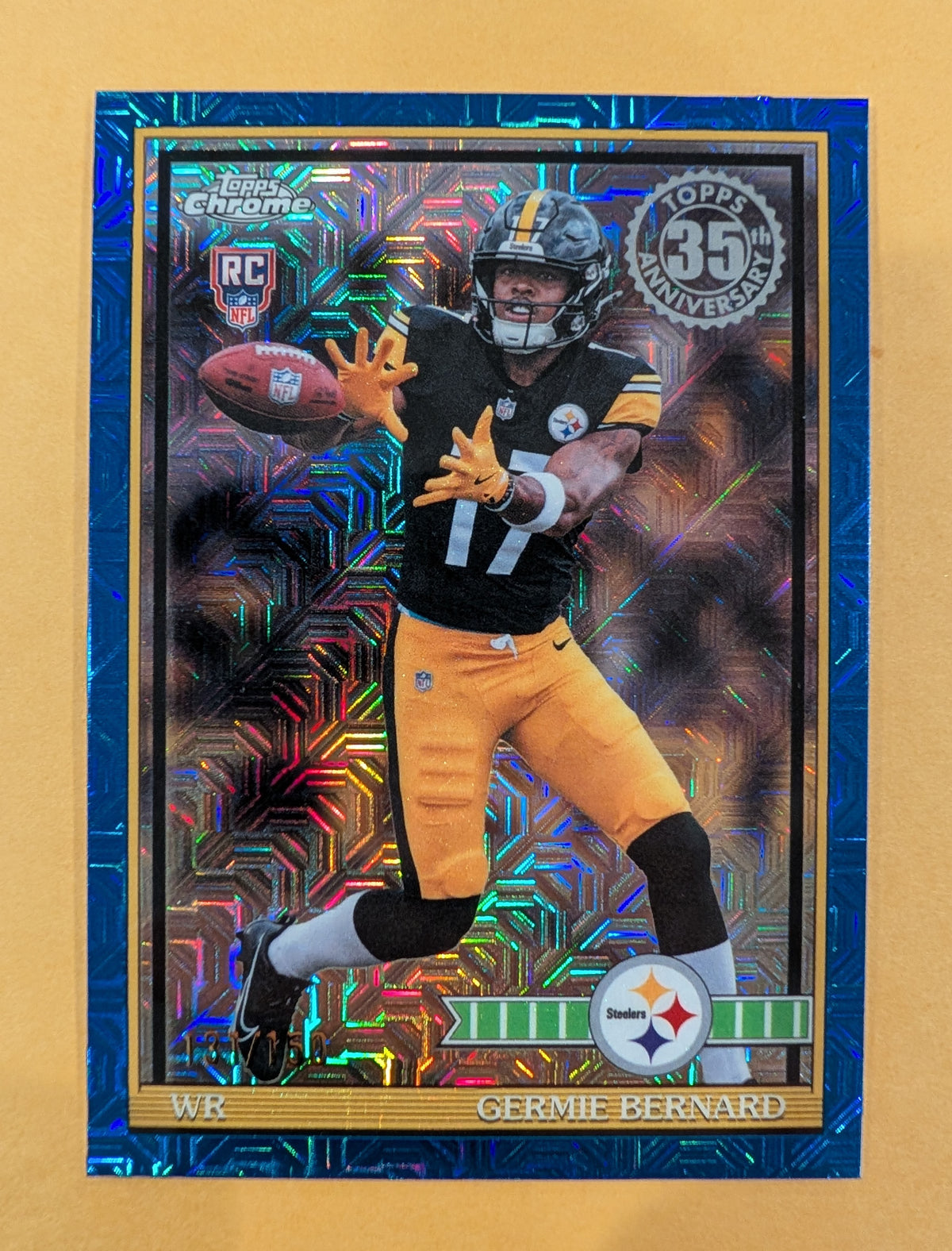 2026 Topps Football Germie Bernard Steelers 1991 Chrome Blue SP /150 RC