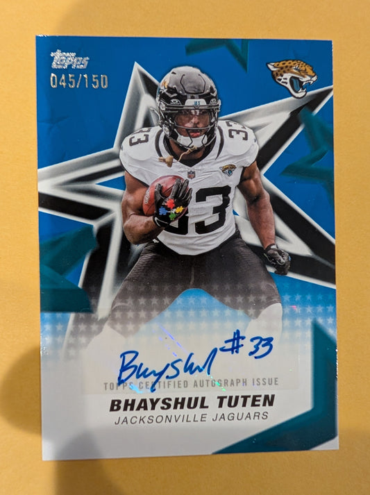 2026 Topps Football Bhayshul Tuten Jaguars Stars Auto Blue SP /150 #NFLSA-BT