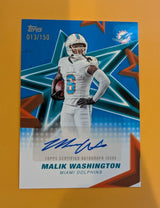 2026 Topps Football Malik Washington Dolphins NFL Stars Auto Blue SP /150