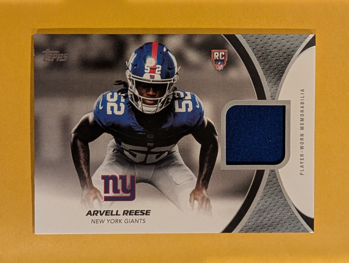2026 Topps Football Arvell Reese Giants Material Relic Blue SP /150 RC #RMC-ARE