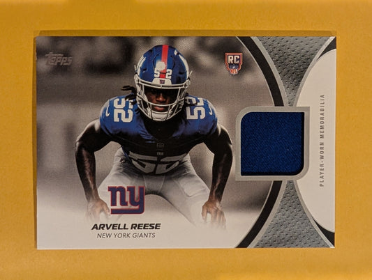 2026 Topps Football Arvell Reese Giants Material Relic Blue SP /150 RC #RMC-ARE