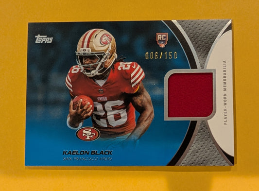 2026 Topps Football Kaelon Black 49ers Material Relic Blue SP /150 RC #RMC-KB