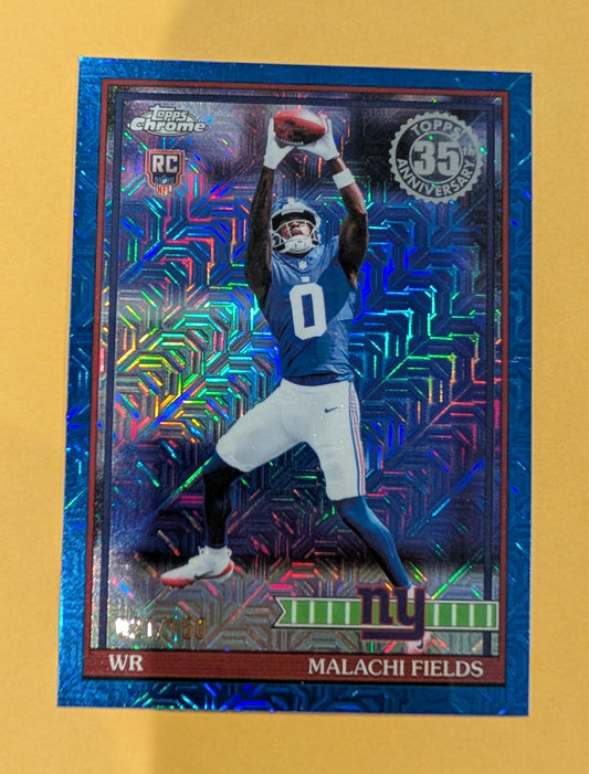2026 Topps Football Malachi Fields Giants Chrome Blue Mojo Refractor #91TRC-30