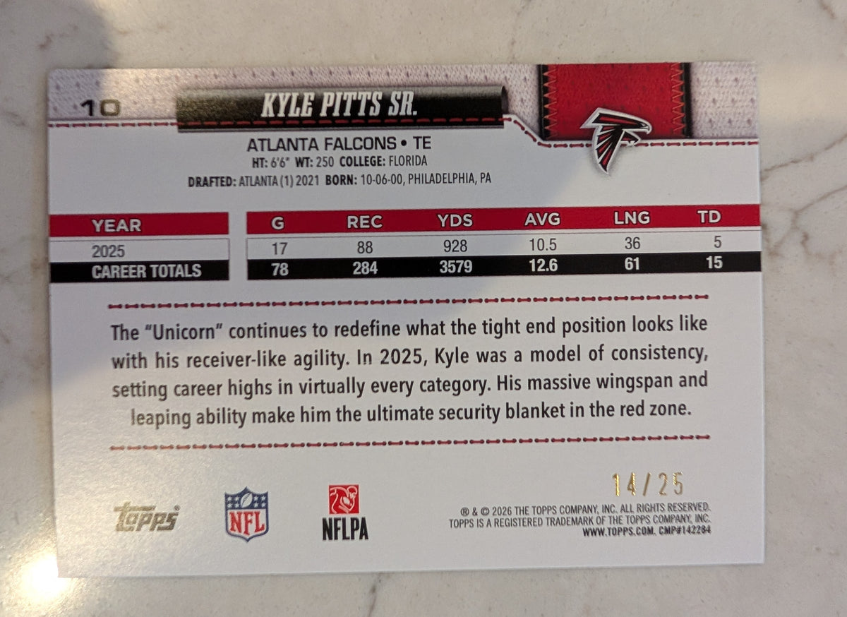 2026 Topps Football Kyle Pitts Sr. Falcons Camo SSP /25 #10