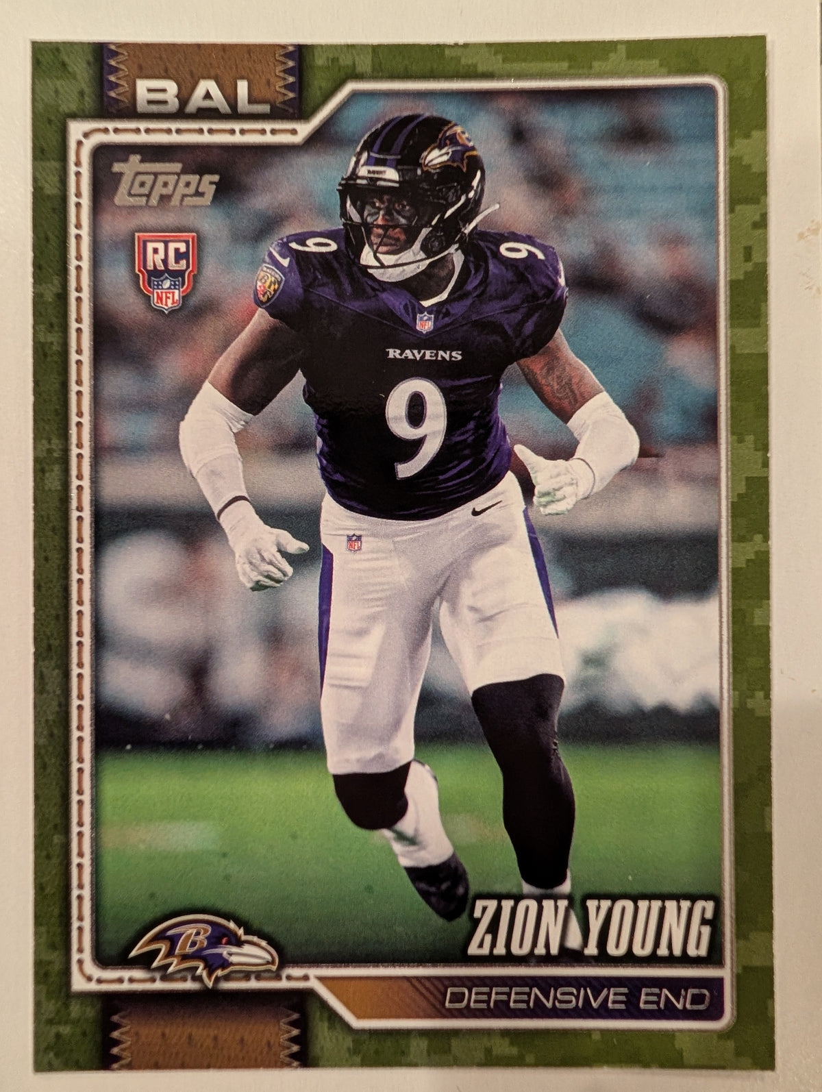 2026 Topps Football Zion Young Ravens Camo SSP /25 RC #360