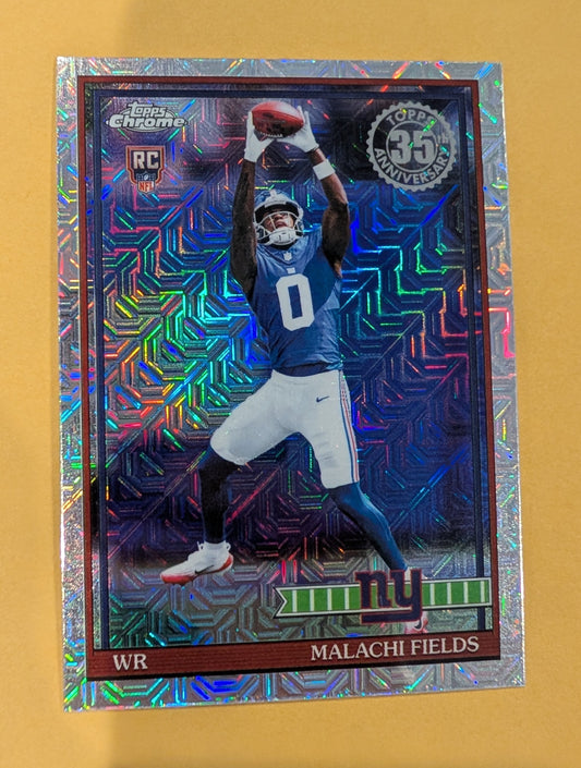 2026 Topps Football Malachi Fields Giants Chrome Mojo Refractor RC #91TRC-30