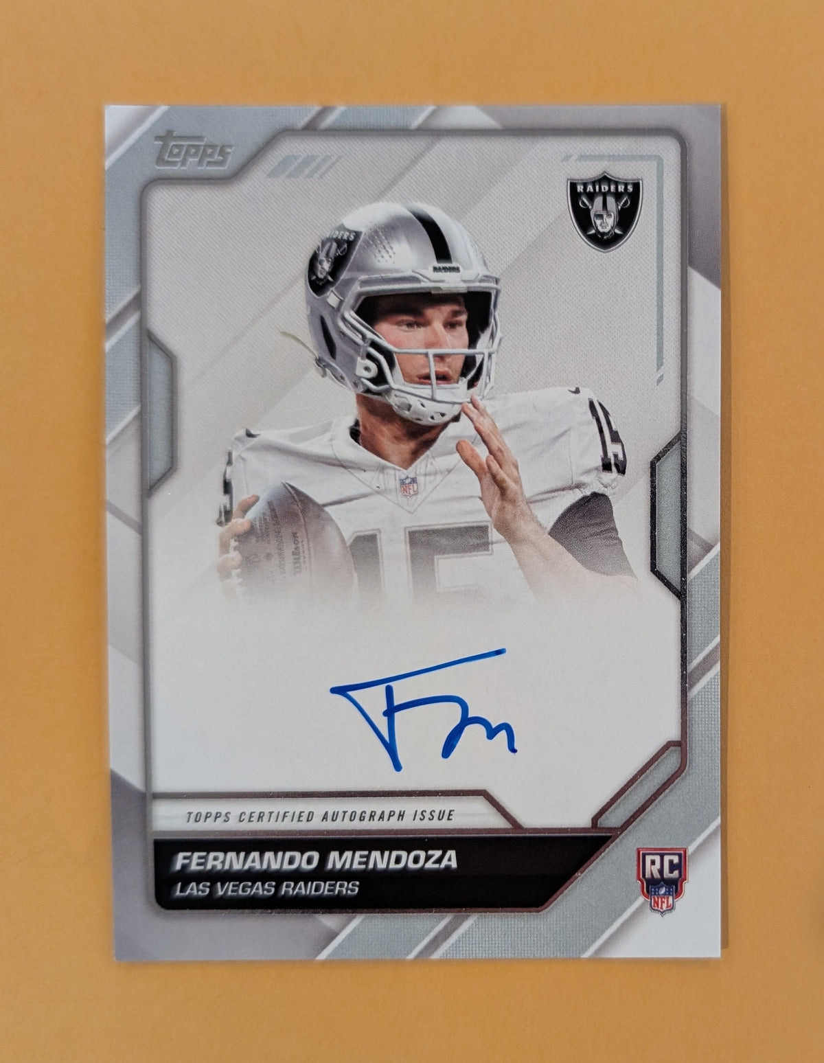 2026 Topps Football Fernando Mendoza Raiders Flagship First Signatures RC Auto