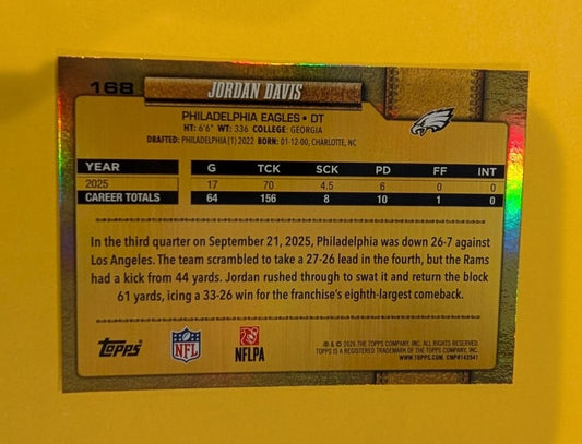 2026 Topps Football Jordan Davis Eagles Golden Mirror Case Hit SSP #168