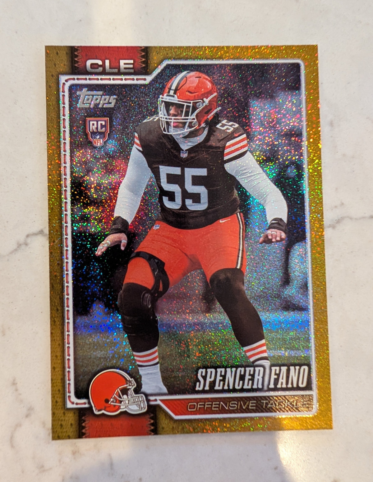 2026 Topps Football Spencer Fano Browns Gold SP /50 RC #385