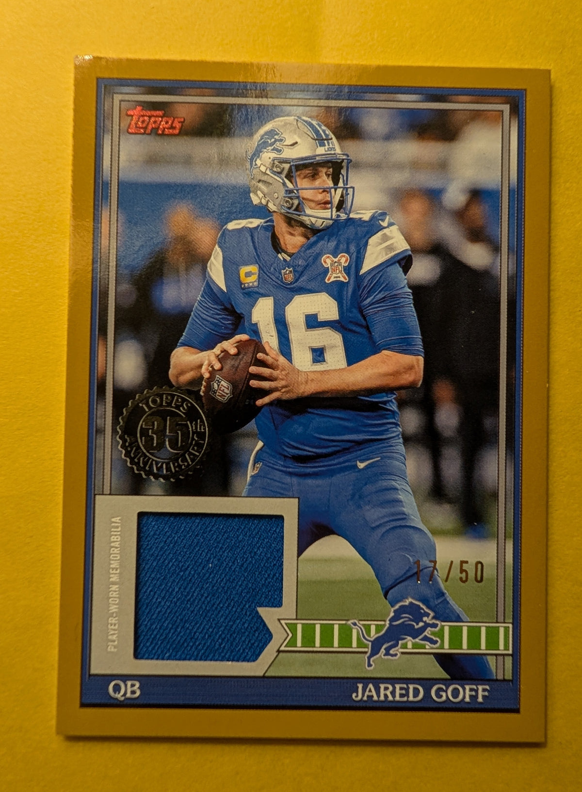 2026 Topps Football Jared Goff Detroit Lions 1991 Relic Gold SP /50 #91TFR-JG