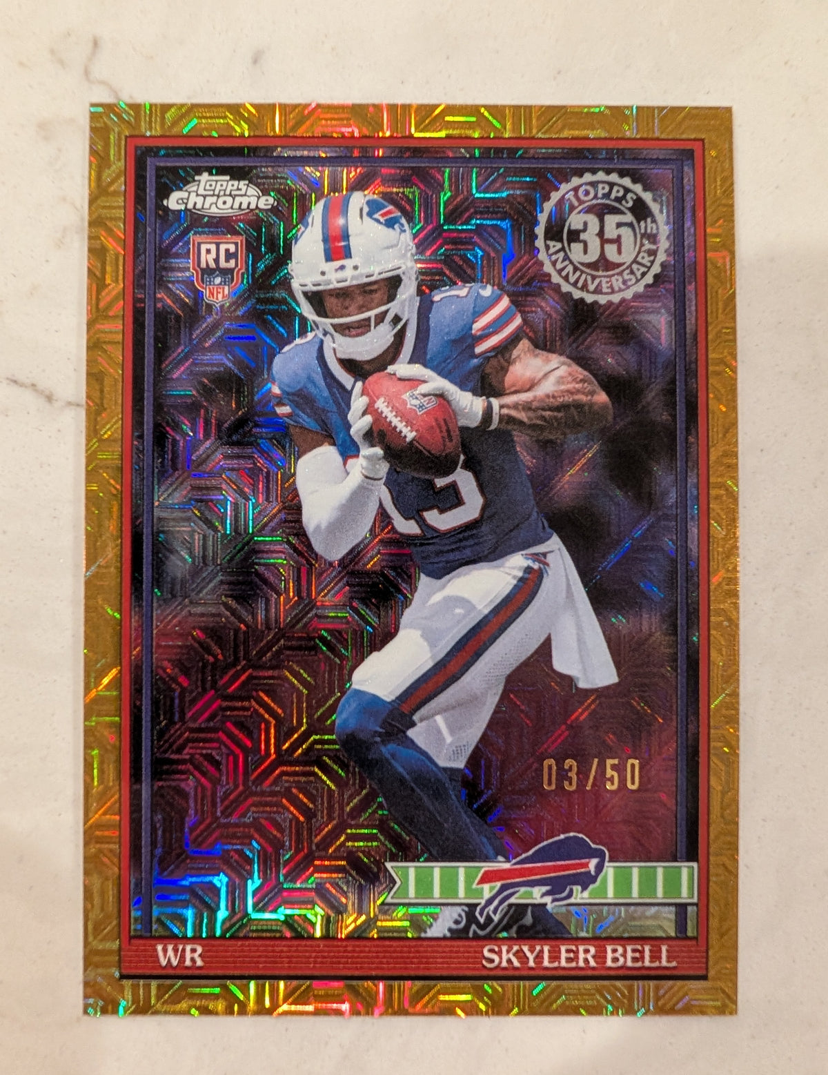2026 Topps Football Skyler Bell Bills 1991 Chrome Gold SP /50 RC #91TRC-27