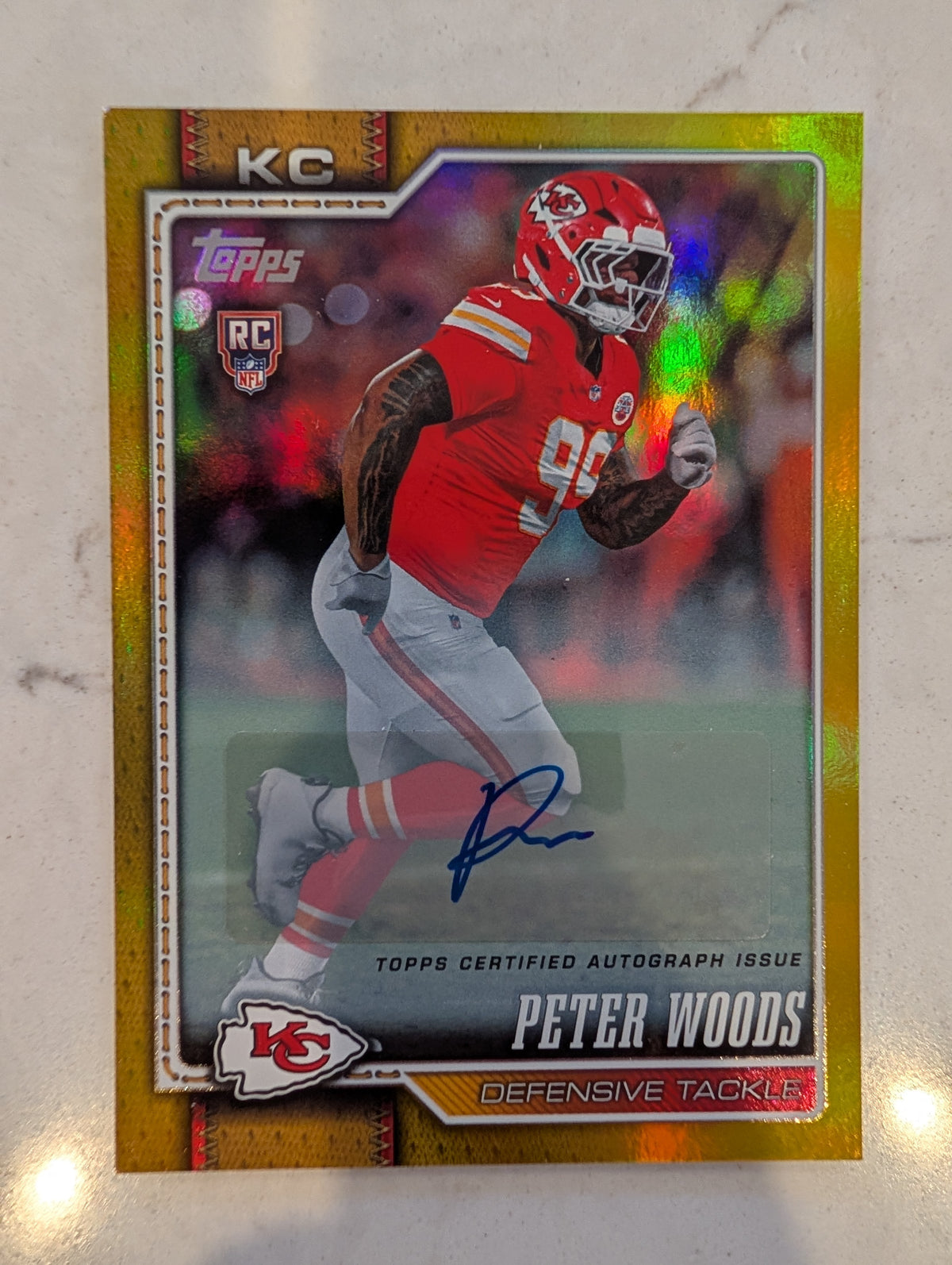 2026 Topps Football Peter Woods Chiefs Real One Auto Gold SP /50 RC #342